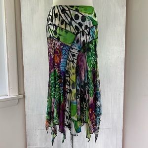 Alberto makali tropical mesh handkerchief skirt